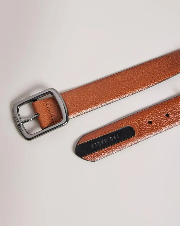 Contrast Detail Leather Belt Tan Men Ted Baker Belts