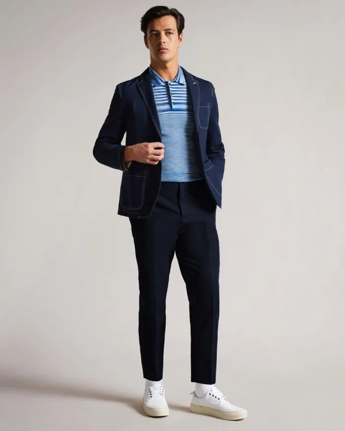 Contrast Stitch Trousers Navy Men Ted Baker Suits Contrast Stitch Trousers Navy Men Ted Baker Suits