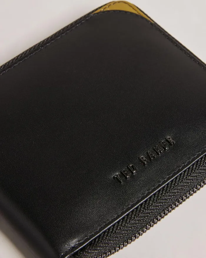 Corner Detail Zip Around Wallet Black Men Ted Baker Wallets and Card Holders