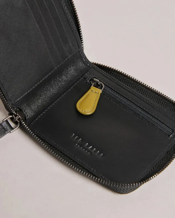 Corner Detail Zip Around Wallet Black Men Ted Baker Wallets and Card Holders