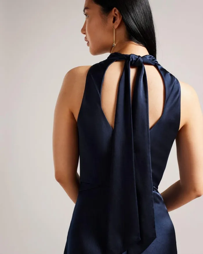 Cowl Neck Bias Cut Midi Dress Dark Blue Women Ted Baker Clothing Cowl Neck Bias Cut Midi Dress Dark Blue Women Ted Baker Clothing