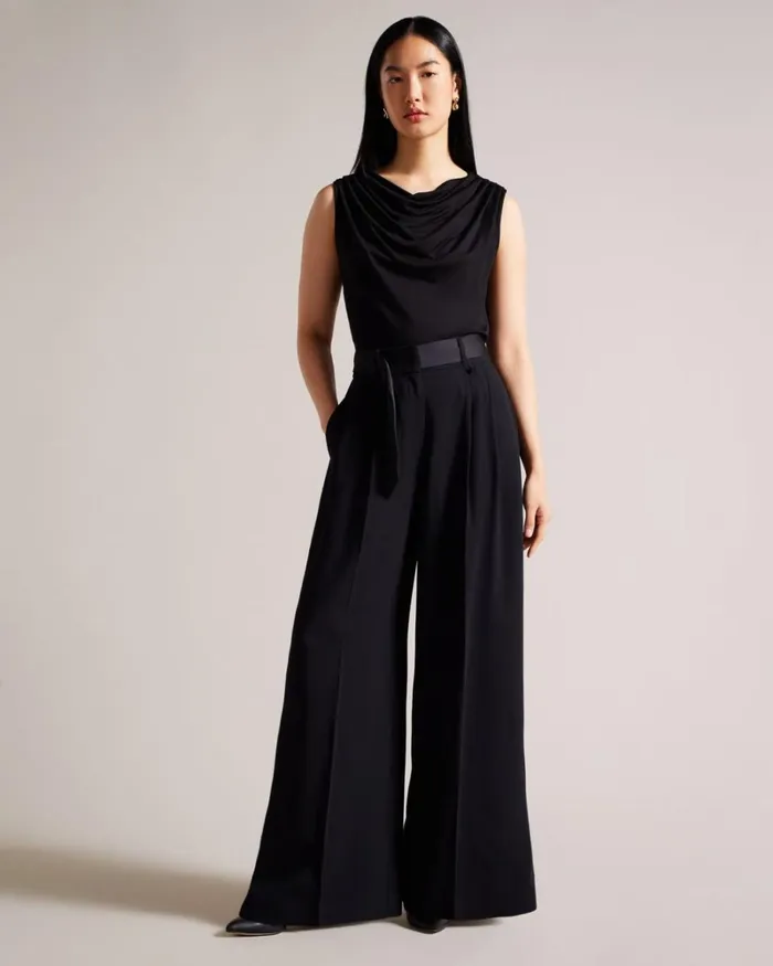 Cowl Neck Draped Top Black Women Ted Baker Clothing