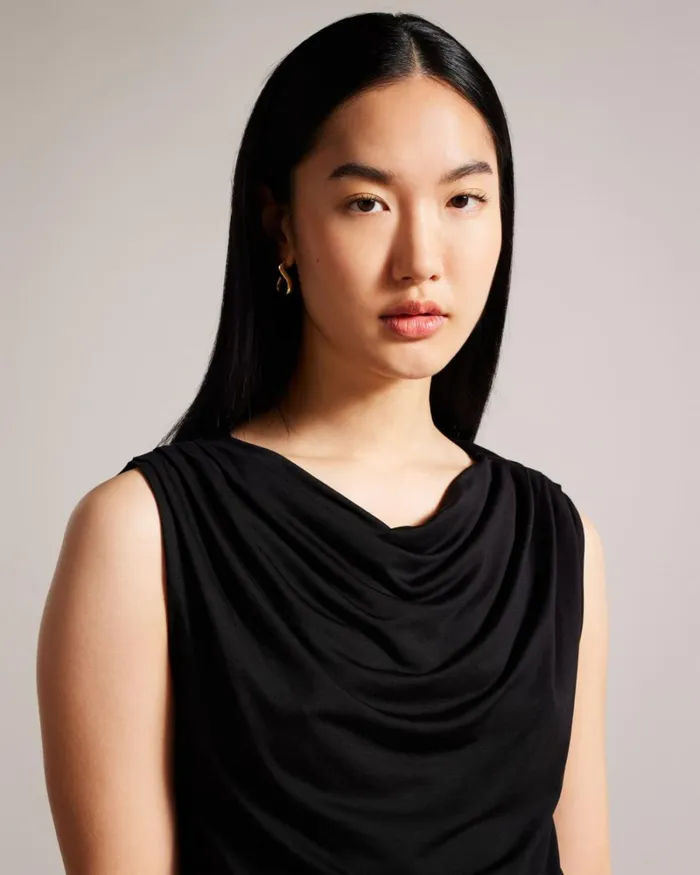 Cowl Neck Draped Top Black Women Ted Baker Clothing