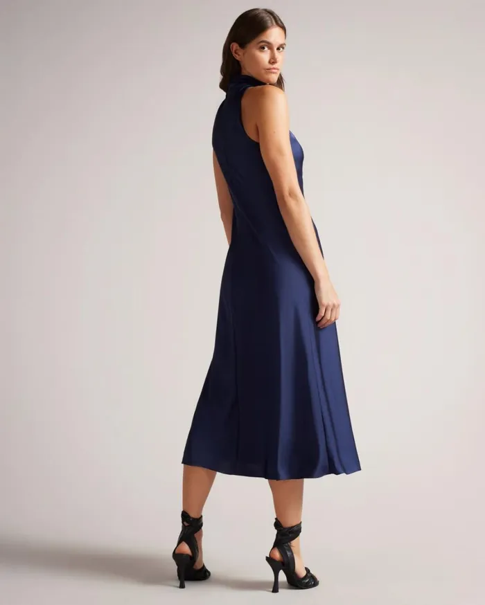 Cowl Neck Sleeveless Midi Dress Navy Women Ted Baker Clothing Cowl Neck Sleeveless Midi Dress Navy Women Ted Baker Clothing