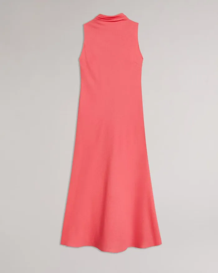 Cowl Neck Sleeveless Midi Slip Dress Coral Women Ted Baker Clothing