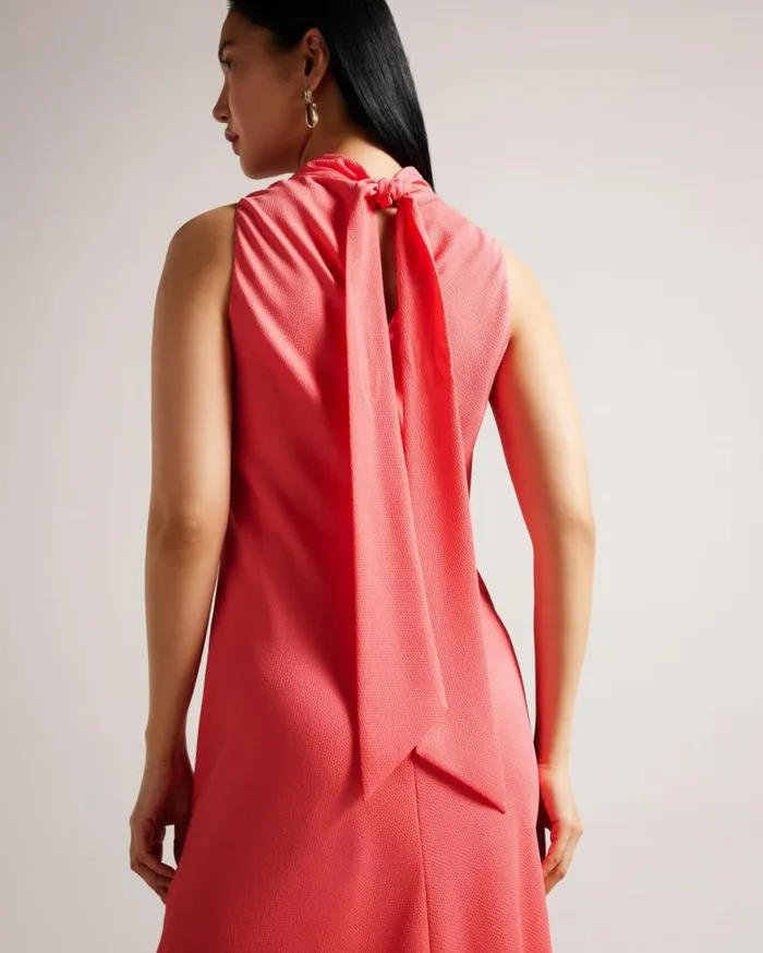 Cowl Neck Sleeveless Midi Slip Dress Coral Women Ted Baker Clothing