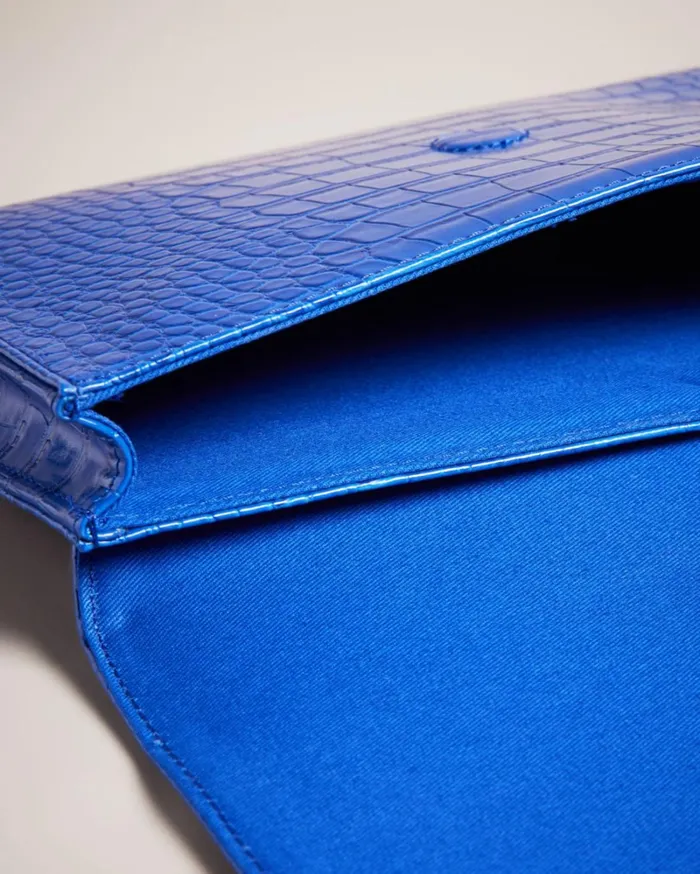 Croc Detail Debossed Envelope Pouch Bright Blue Women Ted Baker Bags