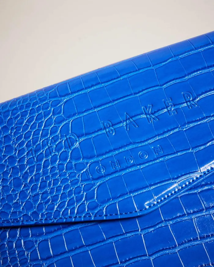 Croc Detail Debossed Envelope Pouch Bright Blue Women Ted Baker Bags Croc Detail Debossed Envelope Pouch Bright Blue Women Ted Baker Bags