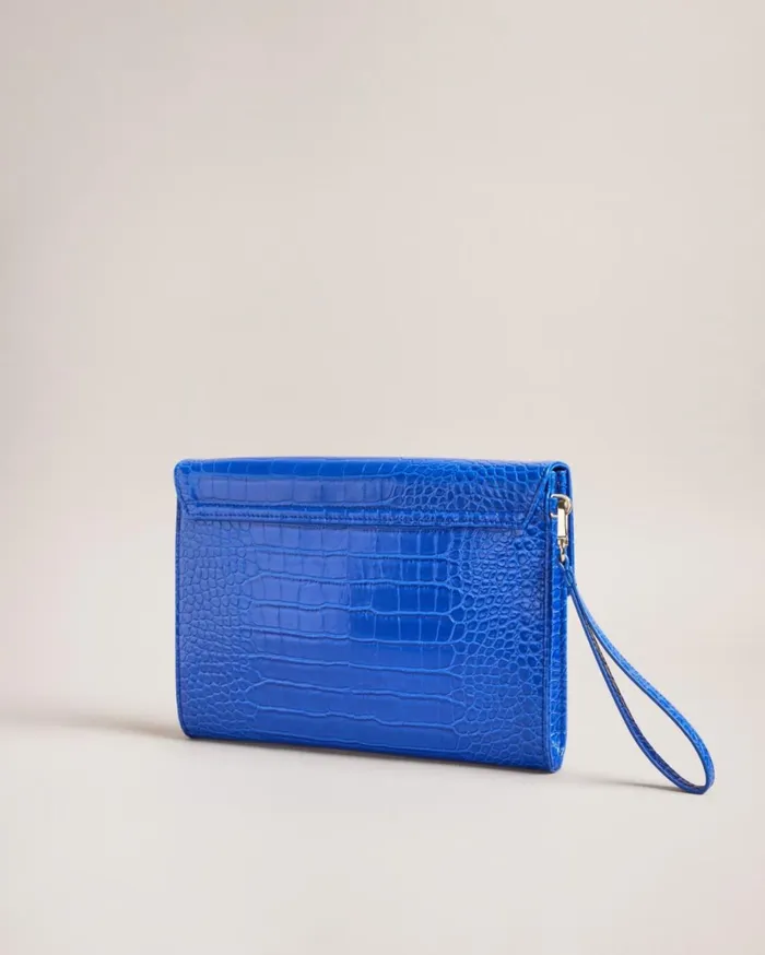 Croc Detail Debossed Envelope Pouch Bright Blue Women Ted Baker Bags Croc Detail Debossed Envelope Pouch Bright Blue Women Ted Baker Bags