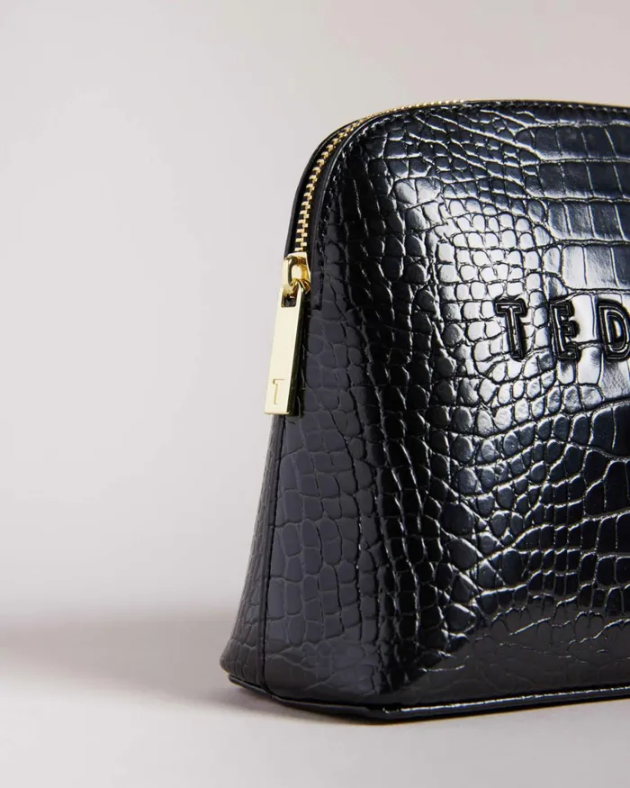 Croc Detail Debossed Makeup Bag Black Women Ted Baker Wash and Makeup Bags