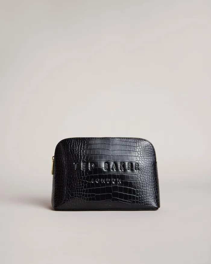 Croc Detail Debossed Makeup Bag Black Women Ted Baker Wash and Makeup Bags Croc Detail Debossed Makeup Bag Black Women Ted Baker Wash and Makeup Bags