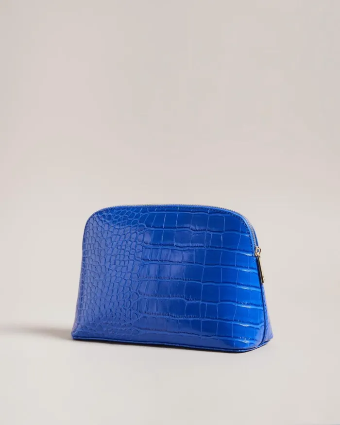 Croc Detail Debossed Makeup Bag Bright Blue Women Ted Baker Bags