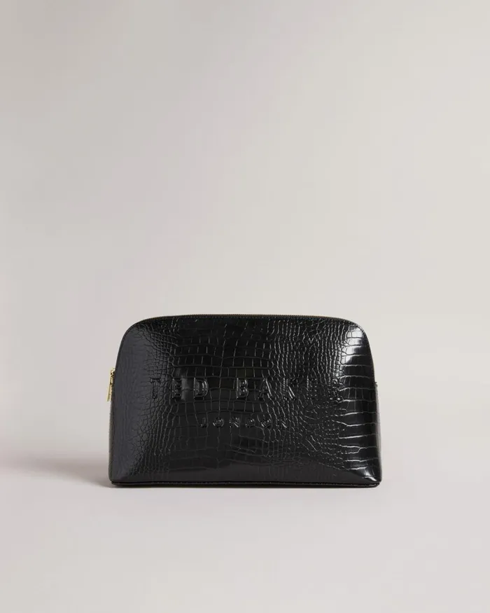 Croc Detail Debossed Washbag Black Women Ted Baker Wash and Makeup Bags Croc Detail Debossed Washbag Black Women Ted Baker Wash and Makeup Bags