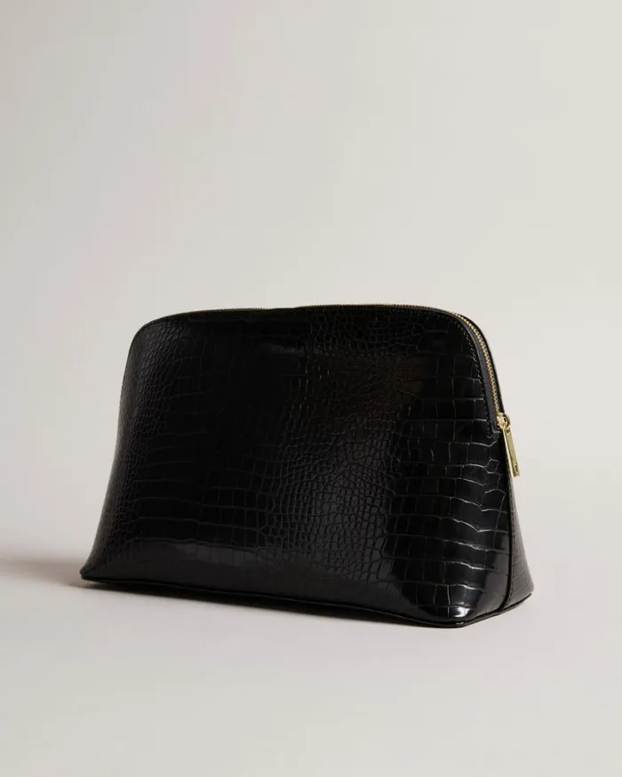Croc Detail Debossed Washbag Black Women Ted Baker Wash and Makeup Bags Croc Detail Debossed Washbag Black Women Ted Baker Wash and Makeup Bags