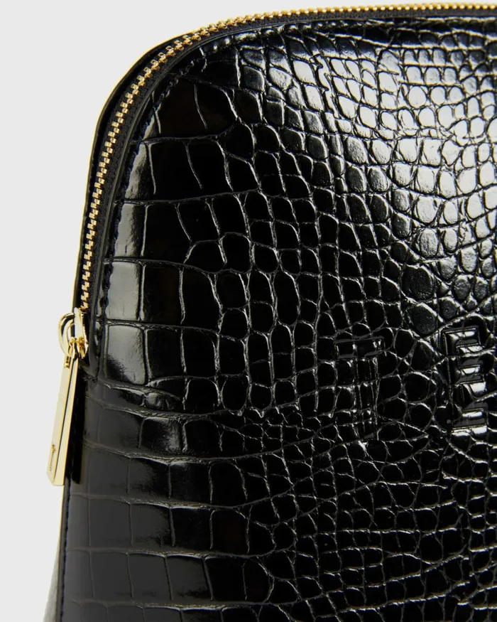 Croc Detail Debossed Washbag Black Women Ted Baker Wash and Makeup Bags Croc Detail Debossed Washbag Black Women Ted Baker Wash and Makeup Bags