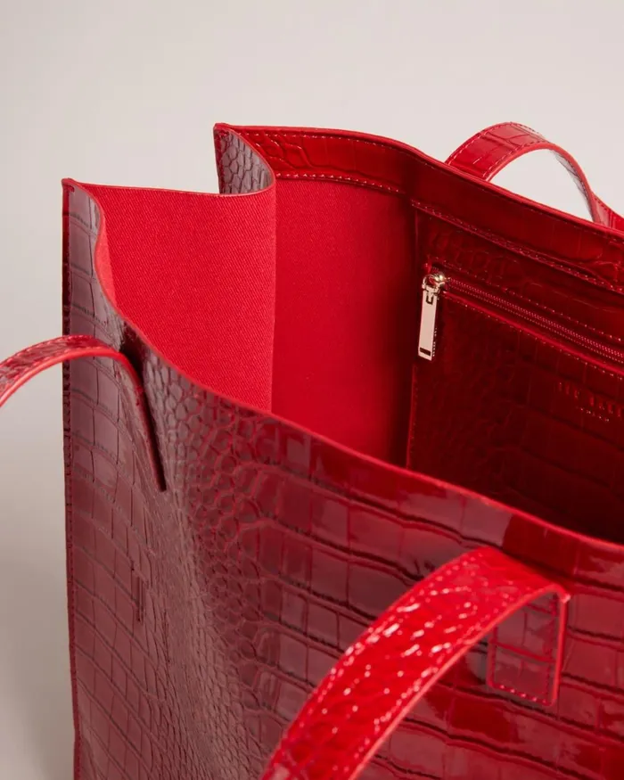 Croc Detail Large Icon Red Women Ted Baker Tote Bags