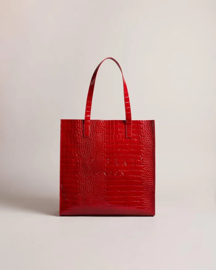 Croc Detail Large Icon Red Women Ted Baker Tote Bags Croc Detail Large Icon Red Women Ted Baker Tote Bags