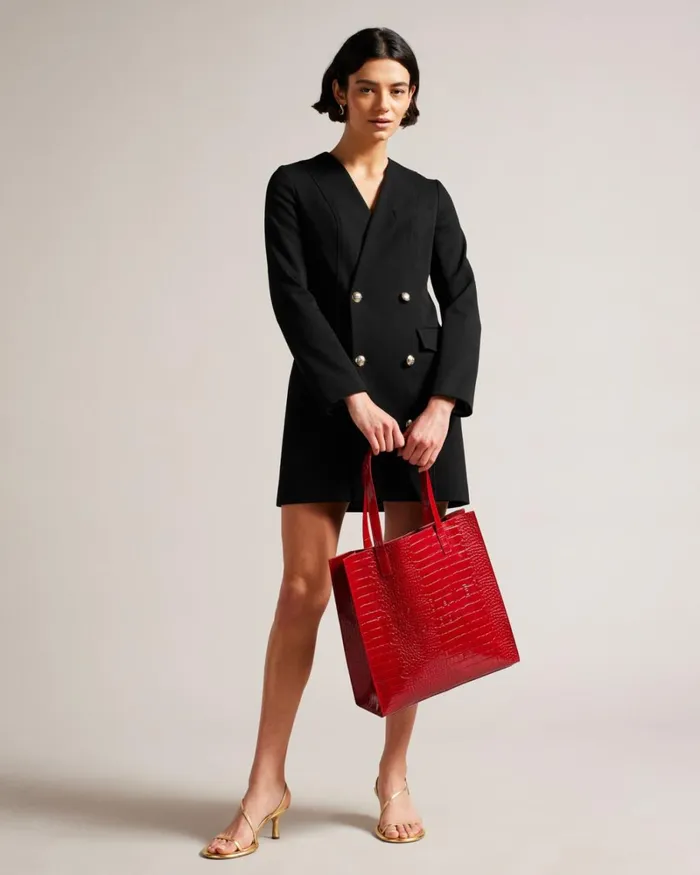 Croc Detail Large Icon Red Women Ted Baker Tote Bags Croc Detail Large Icon Red Women Ted Baker Tote Bags
