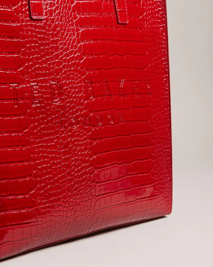 Croc Detail Large Icon Red Women Ted Baker Tote Bags Croc Detail Large Icon Red Women Ted Baker Tote Bags