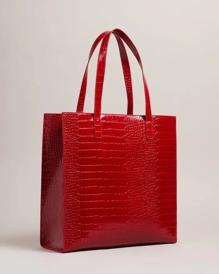 Croc Detail Large Icon Red Women Ted Baker Tote Bags Croc Detail Large Icon Red Women Ted Baker Tote Bags