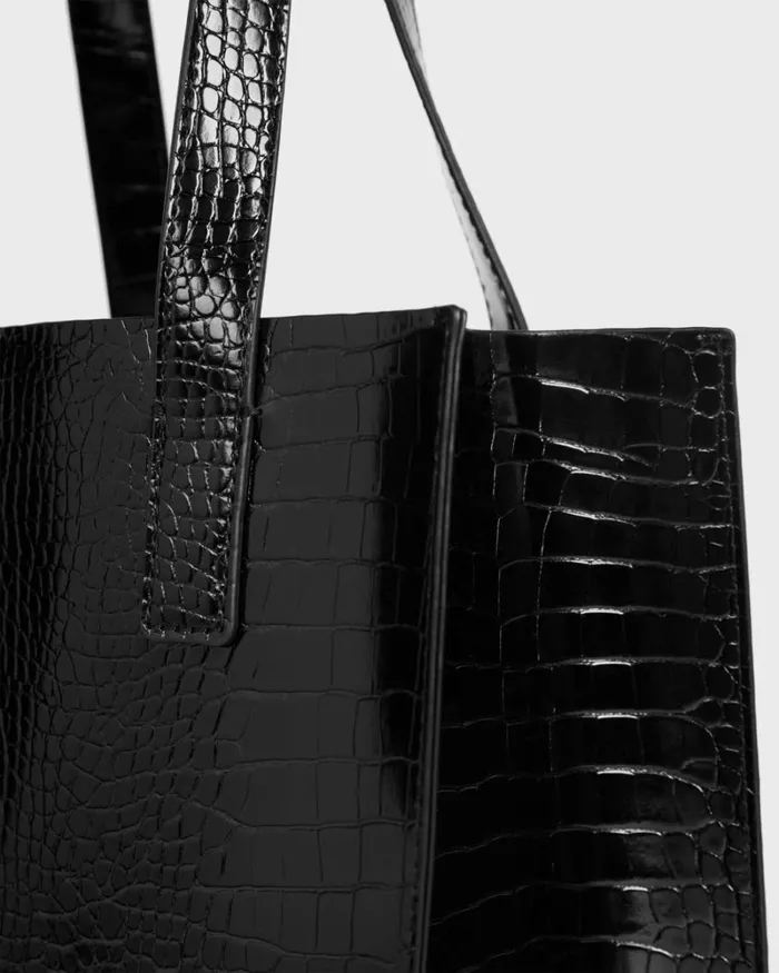 Croc Detail Small Icon Black Women Ted Baker Tote Bags