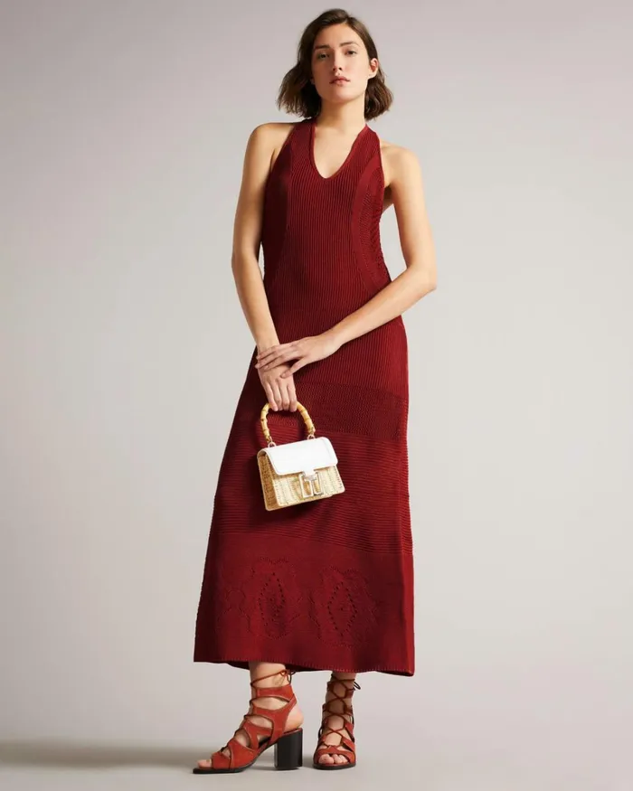 Crochet Easy Fit Maxi Dress Brown Women Ted Baker Dresses Crochet Easy Fit Maxi Dress Brown Women Ted Baker Dresses