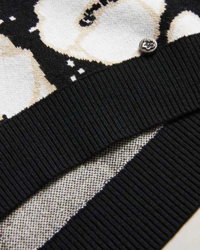Cropped Jacquard Knitted Jumper Black Women Ted Baker Sweaters