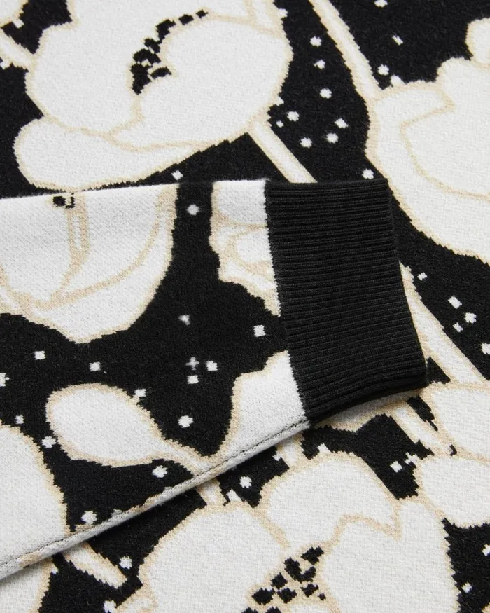 Cropped Jacquard Knitted Jumper Black Women Ted Baker Sweaters