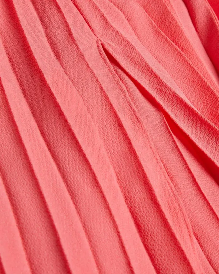 Cross Front Pleated Dress With Knit Bodice Coral Women Ted Baker Dresses Cross Front Pleated Dress With Knit Bodice Coral Women Ted Baker Dresses