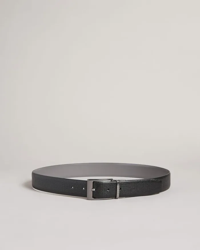 Cross Hatch Leather Reversible Belt Black Men Ted Baker Belts