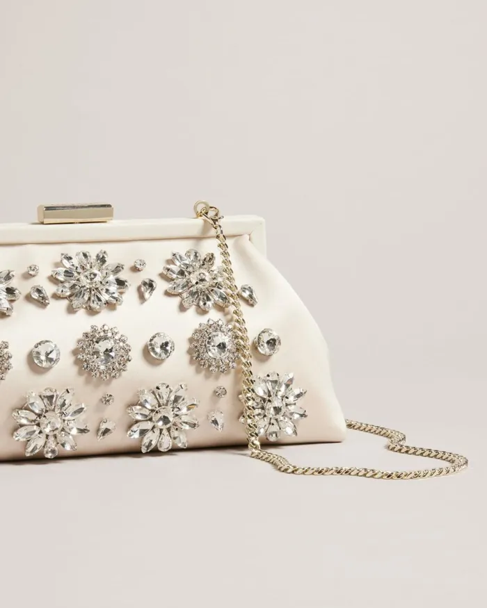 Crystal Embellished Clutch Ecru Women Ted Baker Bags Crystal Embellished Clutch Ecru Women Ted Baker Bags