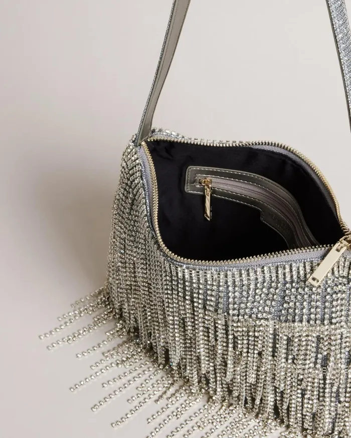 Crystal Fringe Shoulder Bag Silver Women Ted Baker Bags