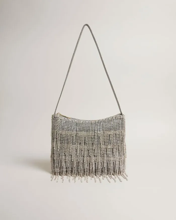 Crystal Fringe Shoulder Bag Silver Women Ted Baker Bags Crystal Fringe Shoulder Bag Silver Women Ted Baker Bags