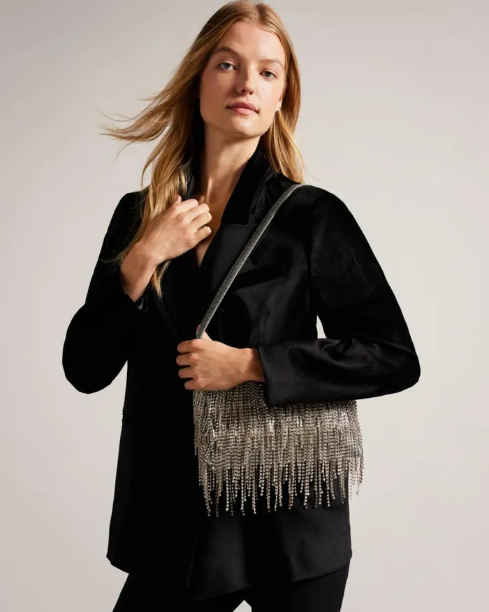 Crystal Fringe Shoulder Bag Silver Women Ted Baker Bags Crystal Fringe Shoulder Bag Silver Women Ted Baker Bags
