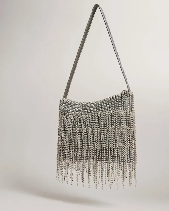Crystal Fringe Shoulder Bag Silver Women Ted Baker Bags Crystal Fringe Shoulder Bag Silver Women Ted Baker Bags
