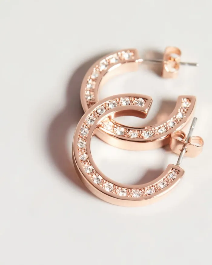 Crystal Hoop Earring Rosegold Color Women Ted Baker Jewelry