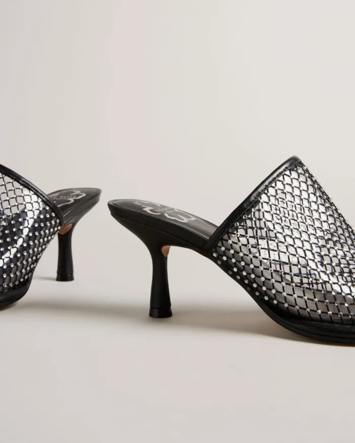 Crystal Mesh Heeled Sandals Black Women Ted Baker Heels