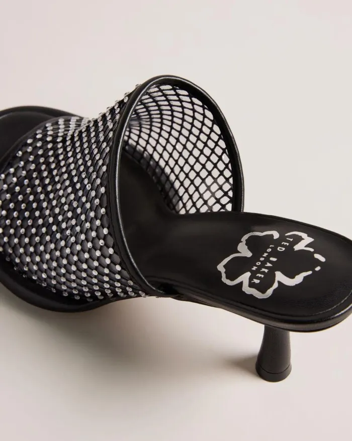 Crystal Mesh Heeled Sandals Black Women Ted Baker Heels Crystal Mesh Heeled Sandals Black Women Ted Baker Heels
