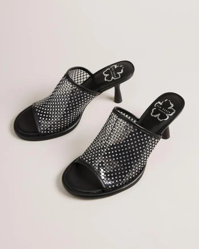 Crystal Mesh Heeled Sandals Black Women Ted Baker Heels Crystal Mesh Heeled Sandals Black Women Ted Baker Heels