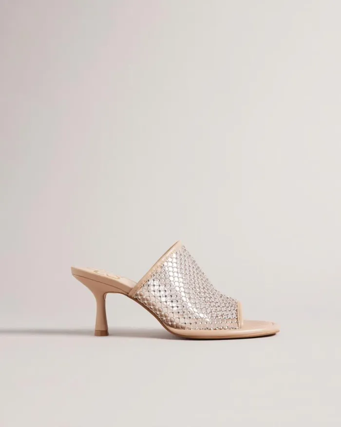 Crystal Mesh Heeled Sandals Nude Women Ted Baker Heels Crystal Mesh Heeled Sandals Nude Women Ted Baker Heels