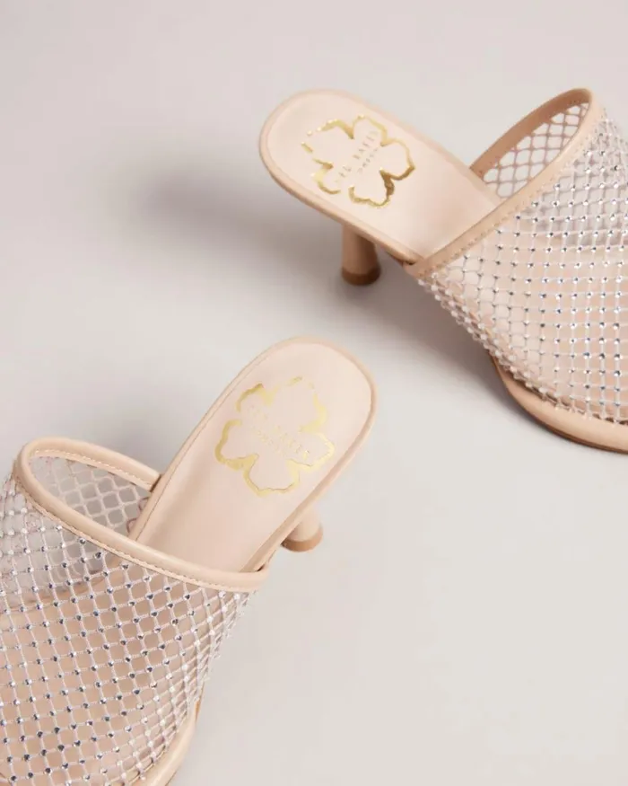 Crystal Mesh Heeled Sandals Nude Women Ted Baker Heels Crystal Mesh Heeled Sandals Nude Women Ted Baker Heels