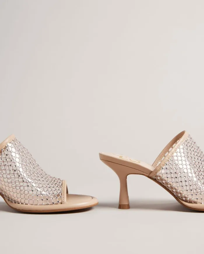 Crystal Mesh Heeled Sandals Nude Women Ted Baker Heels Crystal Mesh Heeled Sandals Nude Women Ted Baker Heels