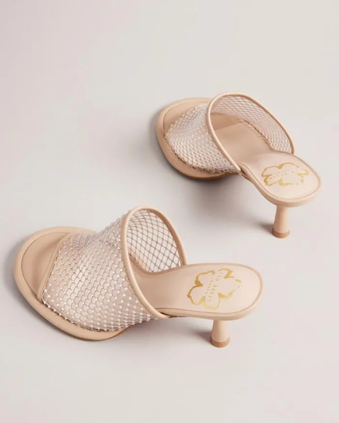Crystal Mesh Heeled Sandals Nude Women Ted Baker Heels Crystal Mesh Heeled Sandals Nude Women Ted Baker Heels