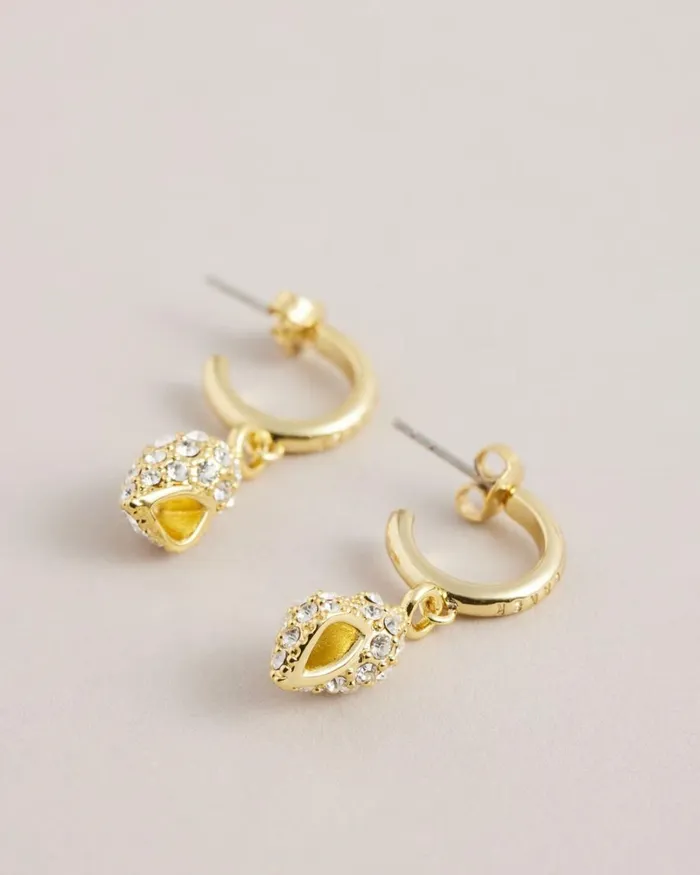 Crystal Shell Hoop Drop Earrings Gold Color Women Ted Baker Jewelry