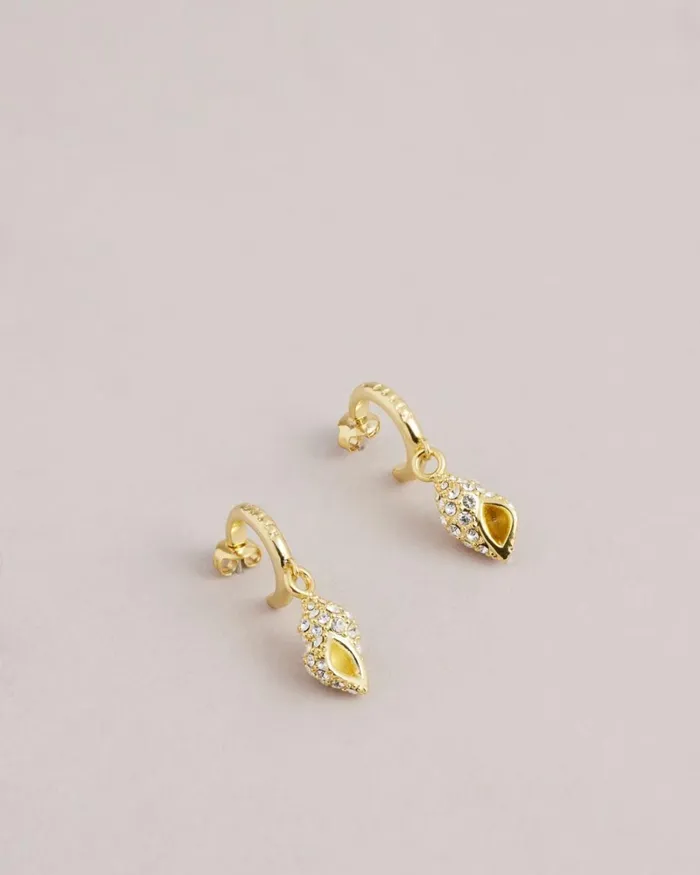 Crystal Shell Hoop Drop Earrings Gold Color Women Ted Baker Jewelry