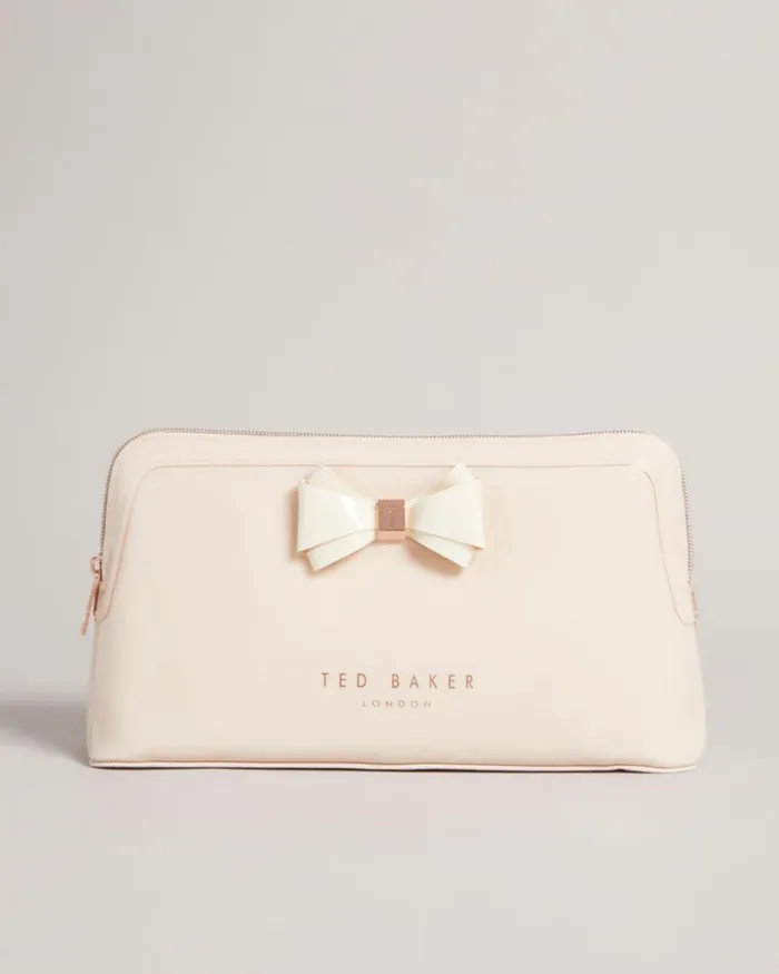 Curved Bow Wash Bag LtPink Women Ted Baker Wash and Makeup Bags Curved Bow Wash Bag LtPink Women Ted Baker Wash and Makeup Bags