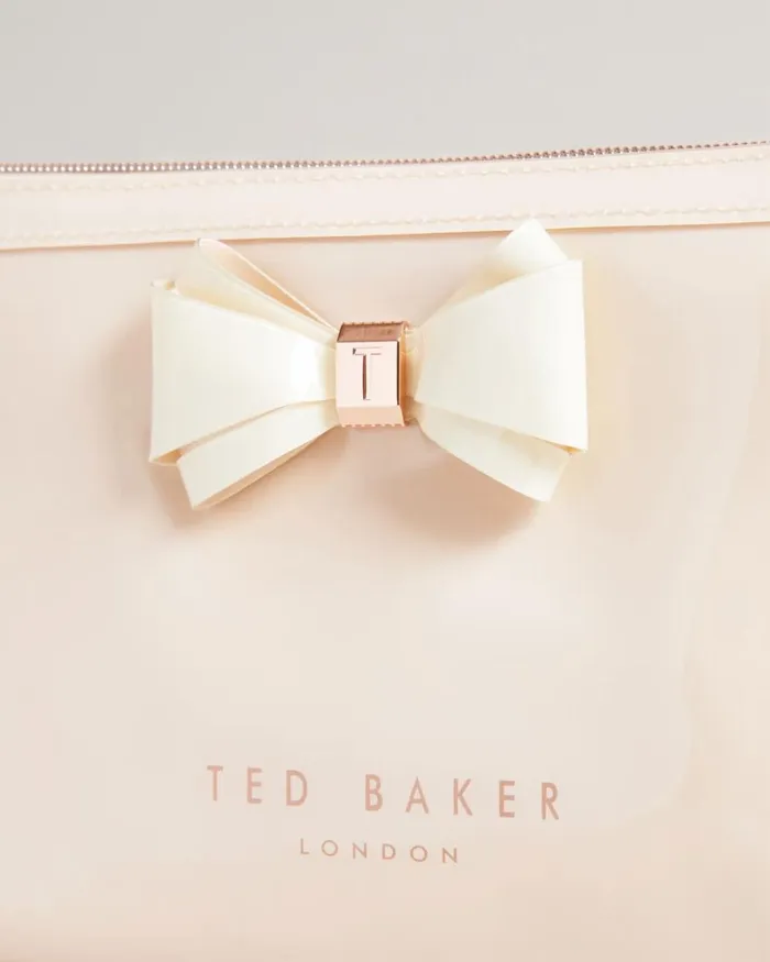 Curved Bow Wash Bag LtPink Women Ted Baker Wash and Makeup Bags Curved Bow Wash Bag LtPink Women Ted Baker Wash and Makeup Bags