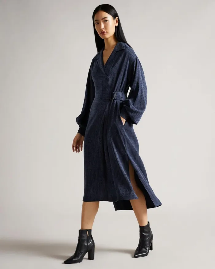 D Ring Midi Dress Dark Blue Women Ted Baker Dresses D Ring Midi Dress Dark Blue Women Ted Baker Dresses