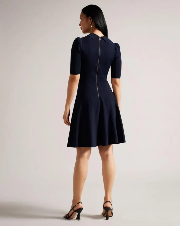 Delicate Pointelle Knit Dress Dark Blue Women Ted Baker Clothing