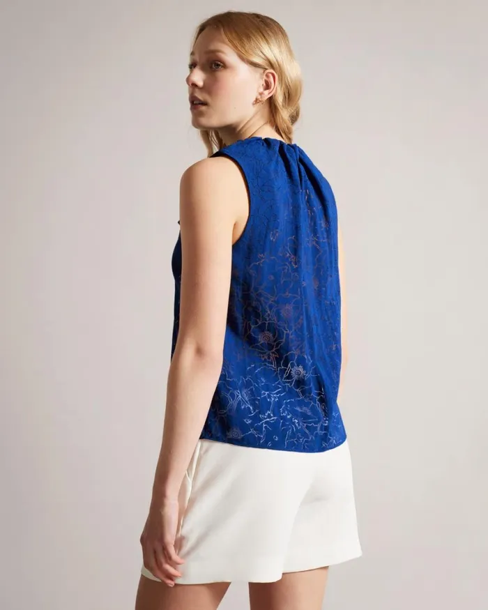 Devor Floral Top With Neck Tie Bright Blue Women Ted Baker Clothing Devor Floral Top With Neck Tie Bright Blue Women Ted Baker Clothing